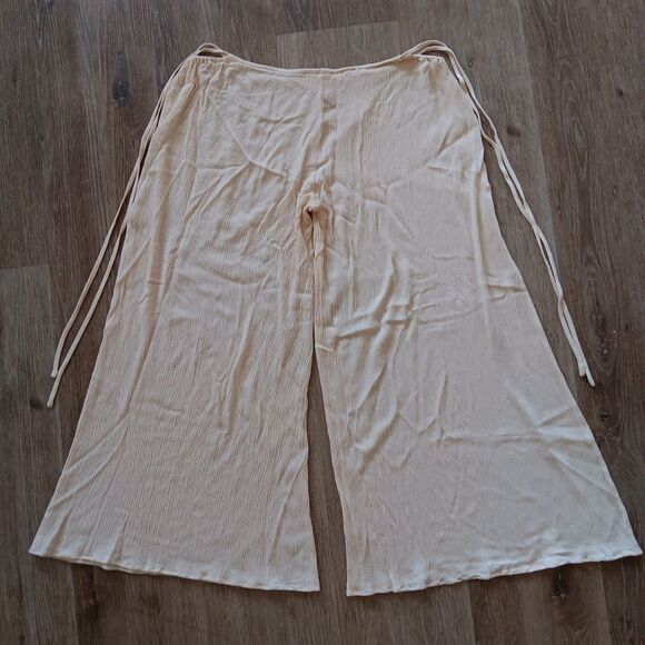 Et Clet Pants Women Large Flowy Gauzy Loose Wide Leg Cream Coastal Beachy Boho - Picture 10 of 10